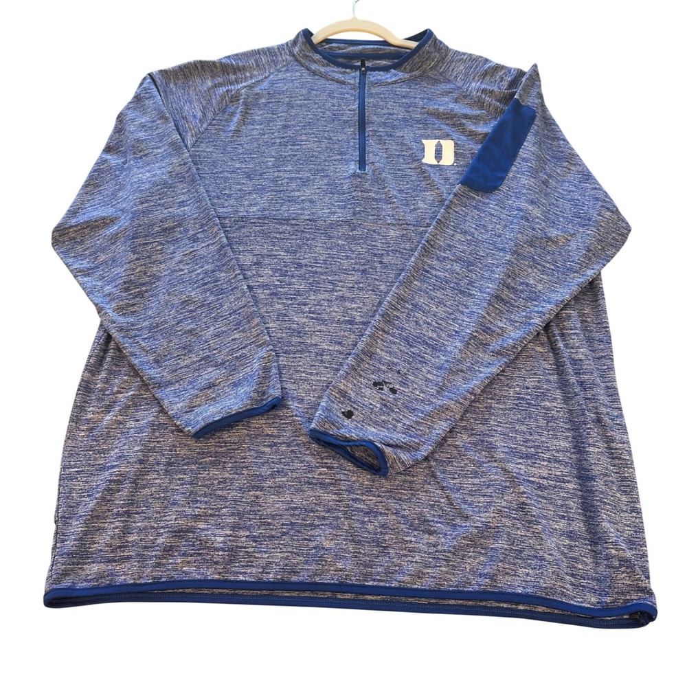 Colosseum Pullover Mens XXL Blue Duke Blue Devils Quarter Zip Heathered‎ Logo